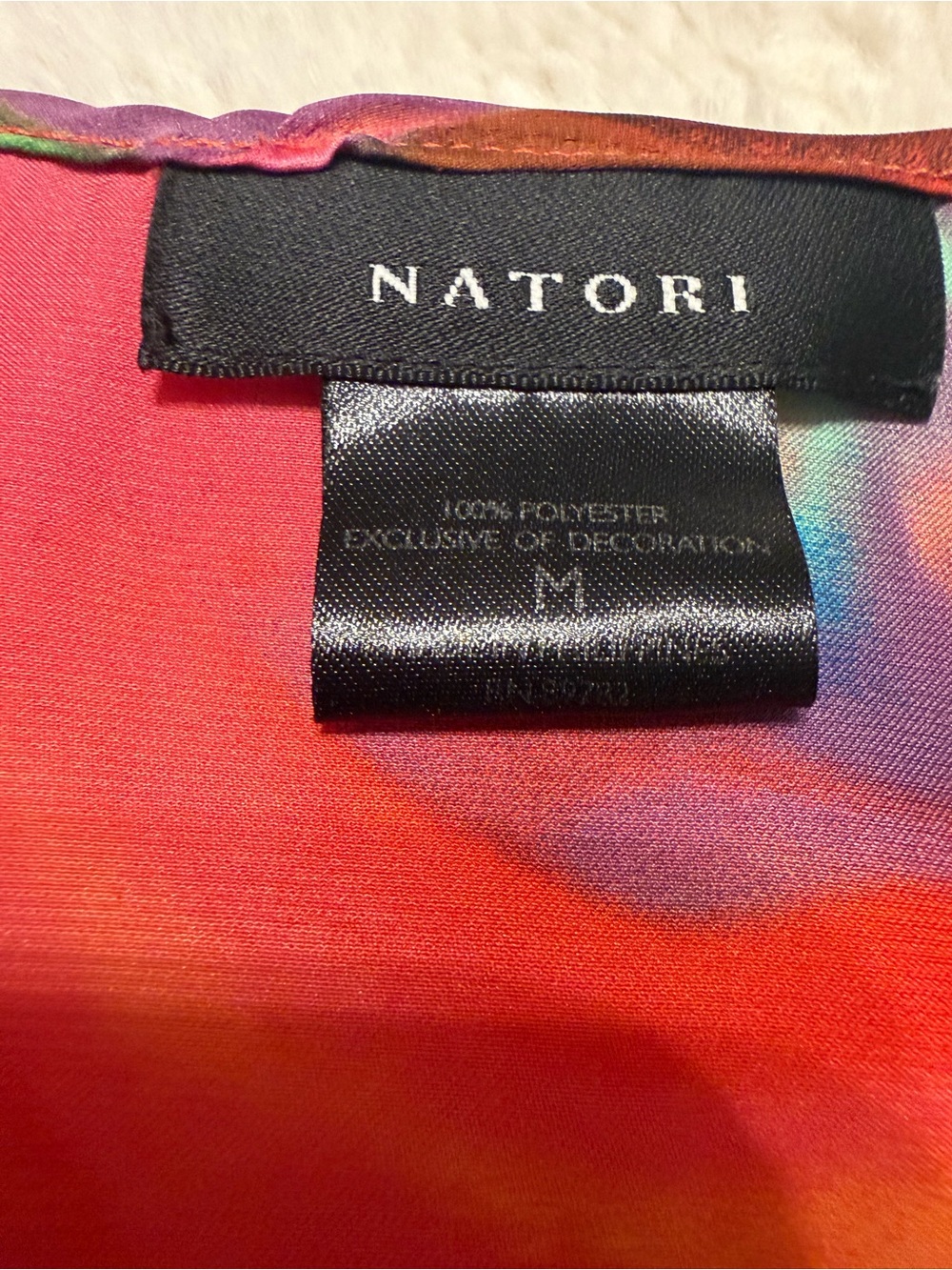 Natori Vibrant Multicolor V-Neck Swim Cover-Up with Red Borders - Picture 3 of 6